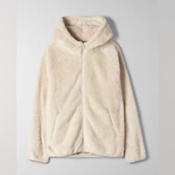 Aritzia Tna FUZZY ZIP UP Teddy Bear Jacket - Picture 1 of 3